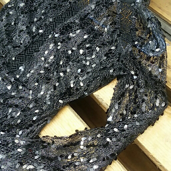 Nasty Gal Black Sequins & Lace Bodycon Dress US 4 - Picture 3 of 8